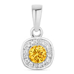 Framed Round Cut Diamond Accent Pendant
