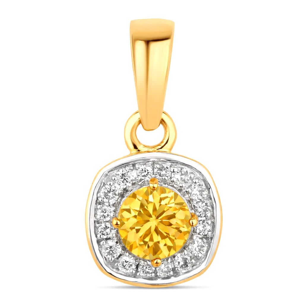 Framed Round Cut Diamond Accent Pendant