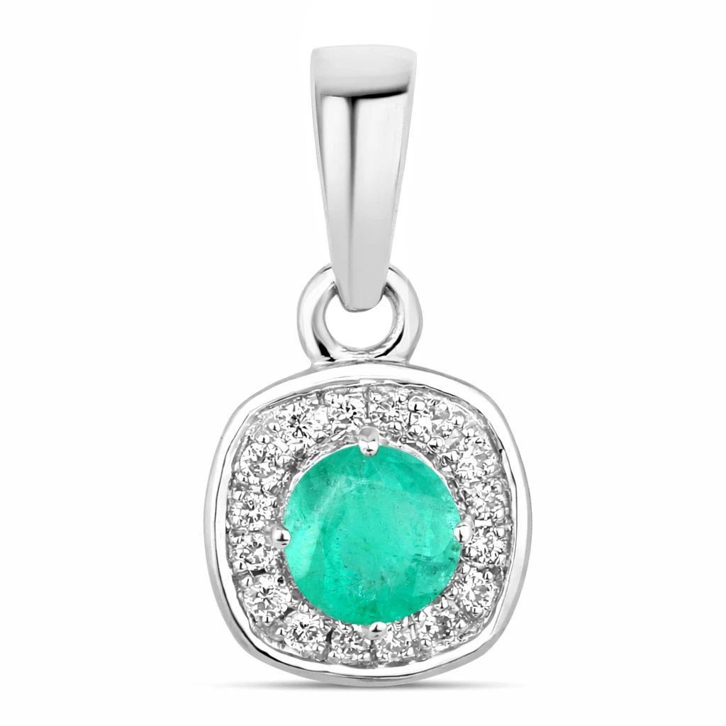 Framed Round Cut Diamond Accent Pendant
