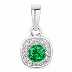 Framed Round Cut Diamond Accent Pendant