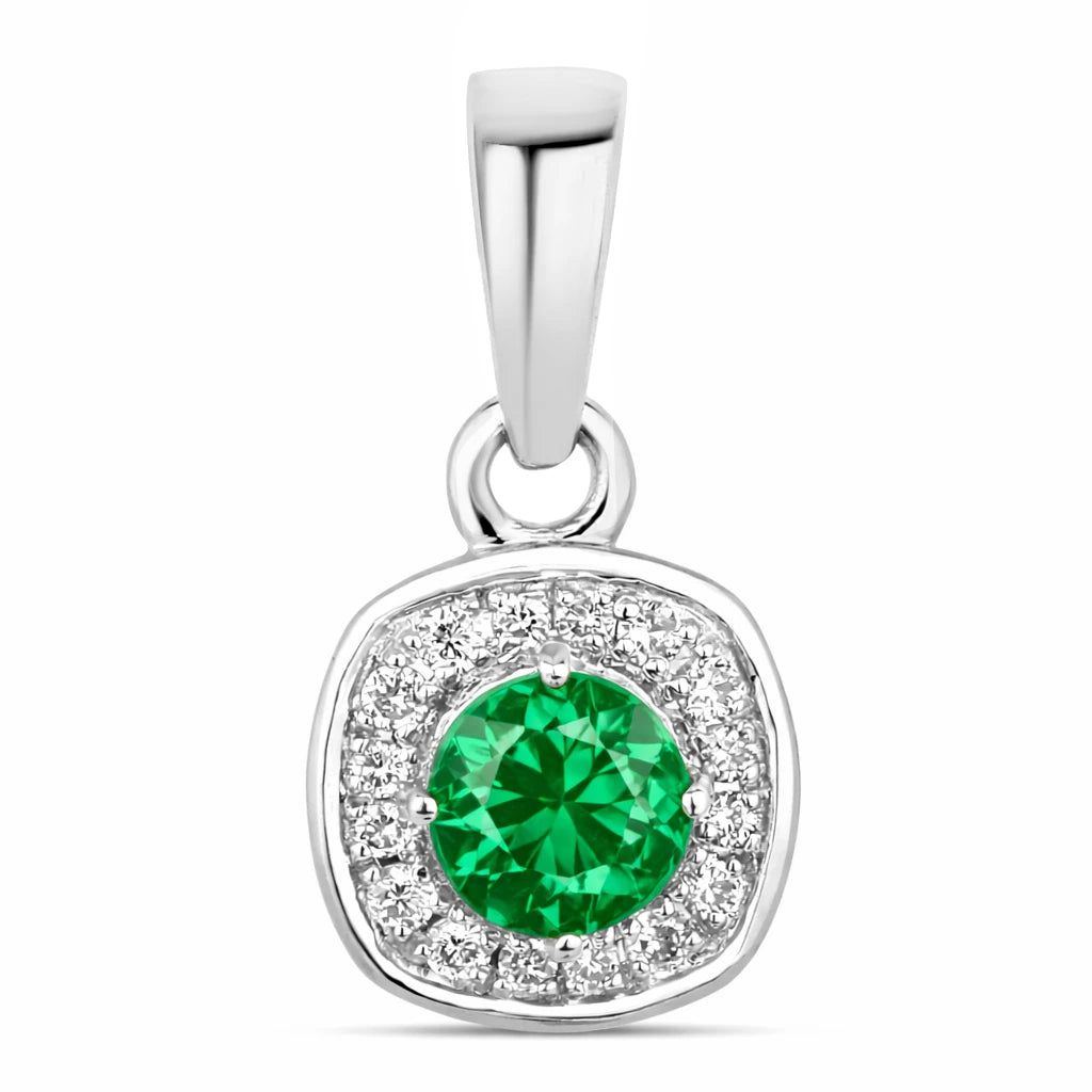 Framed Round Cut Diamond Accent Pendant