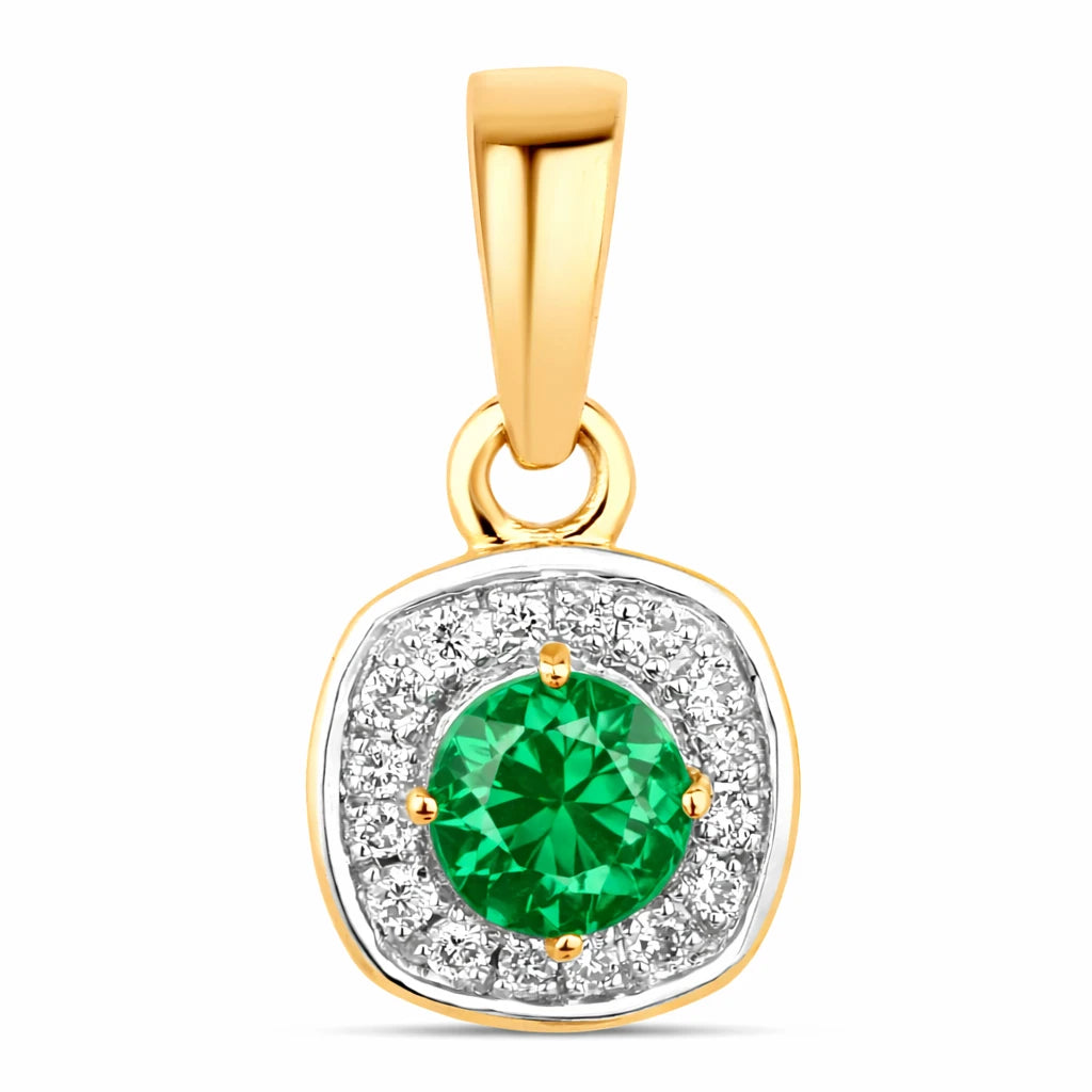 Framed Round Cut Diamond Accent Pendant