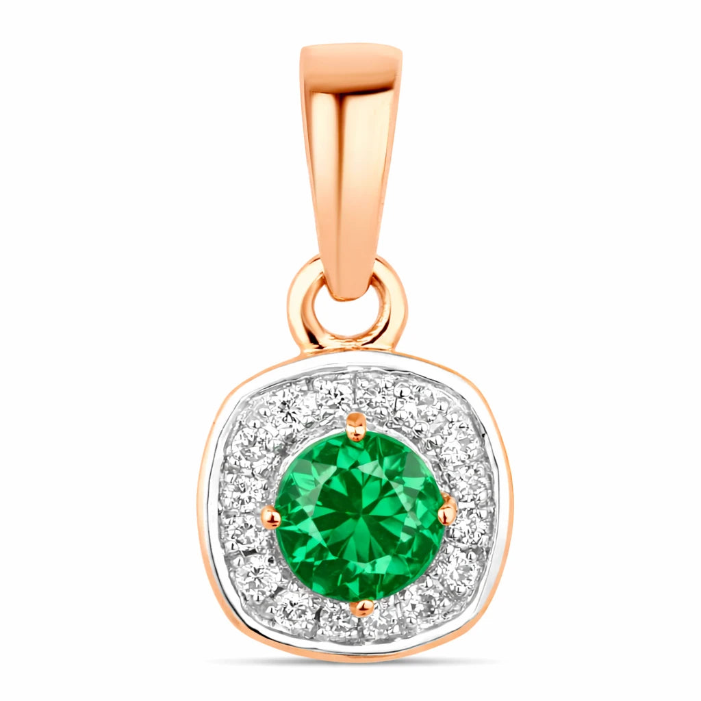 Framed Round Cut Diamond Accent Pendant