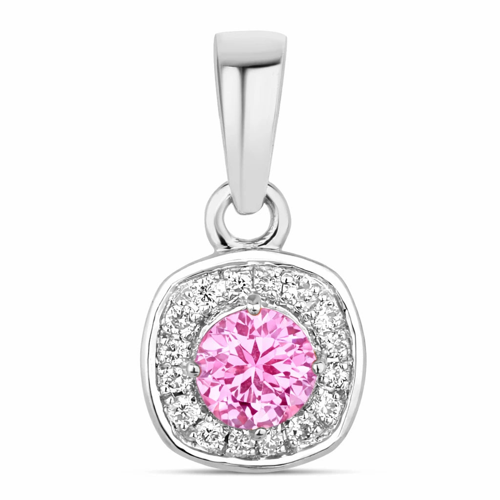 Framed Round Cut Diamond Accent Pendant