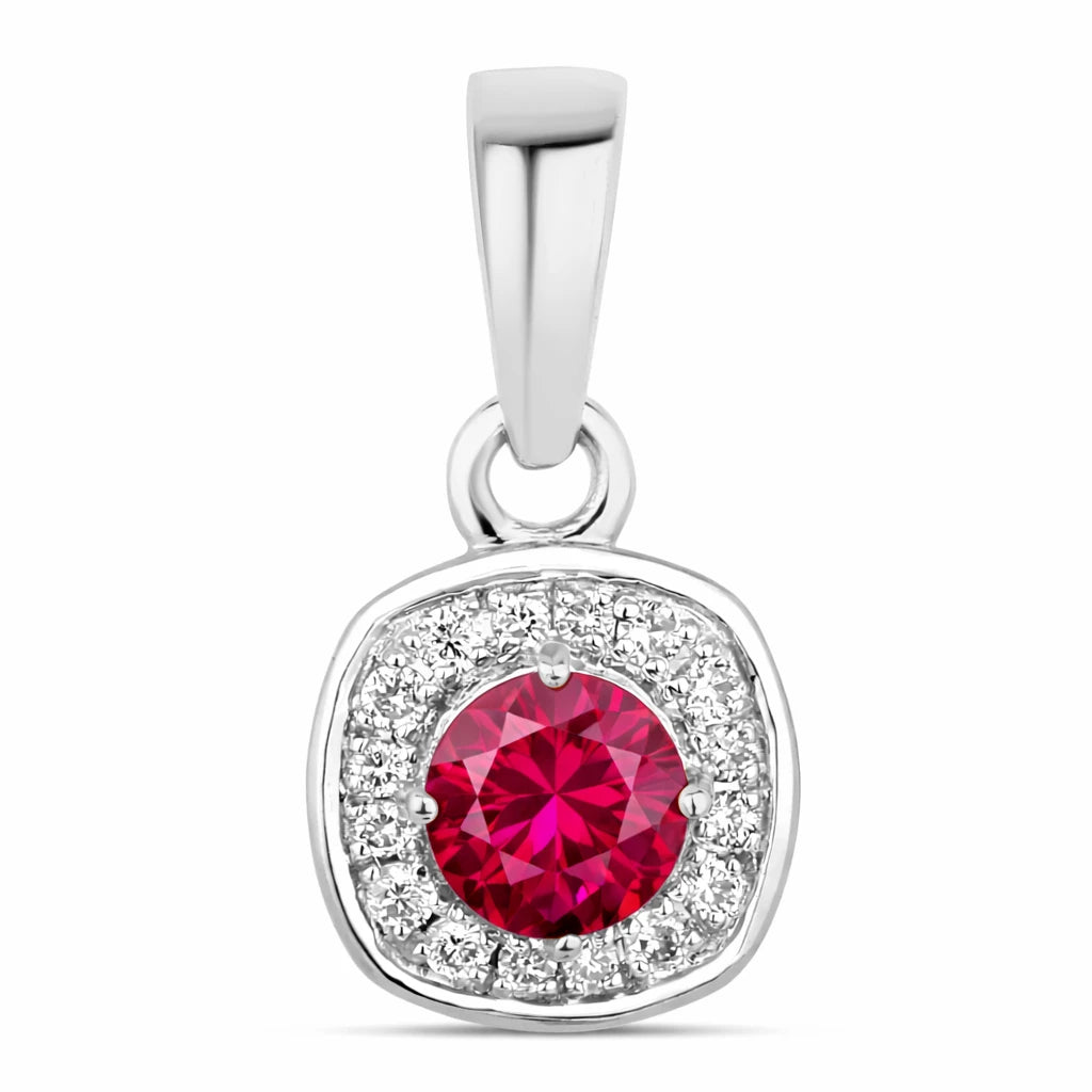 Framed Round Cut Diamond Accent Pendant