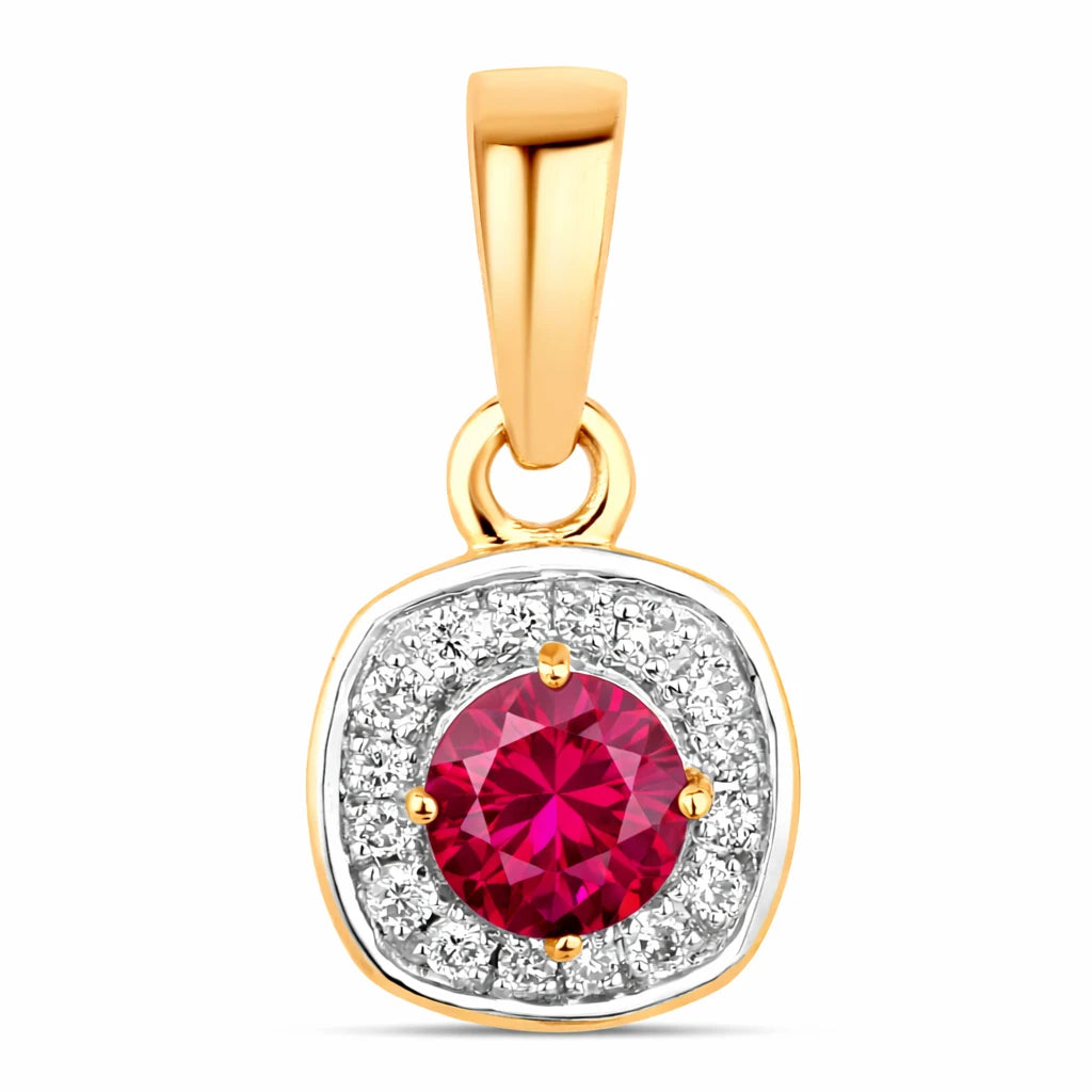 Framed Round Cut Diamond Accent Pendant