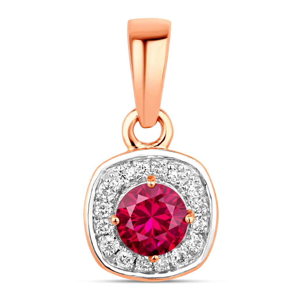 Framed Round Cut Diamond Accent Pendant