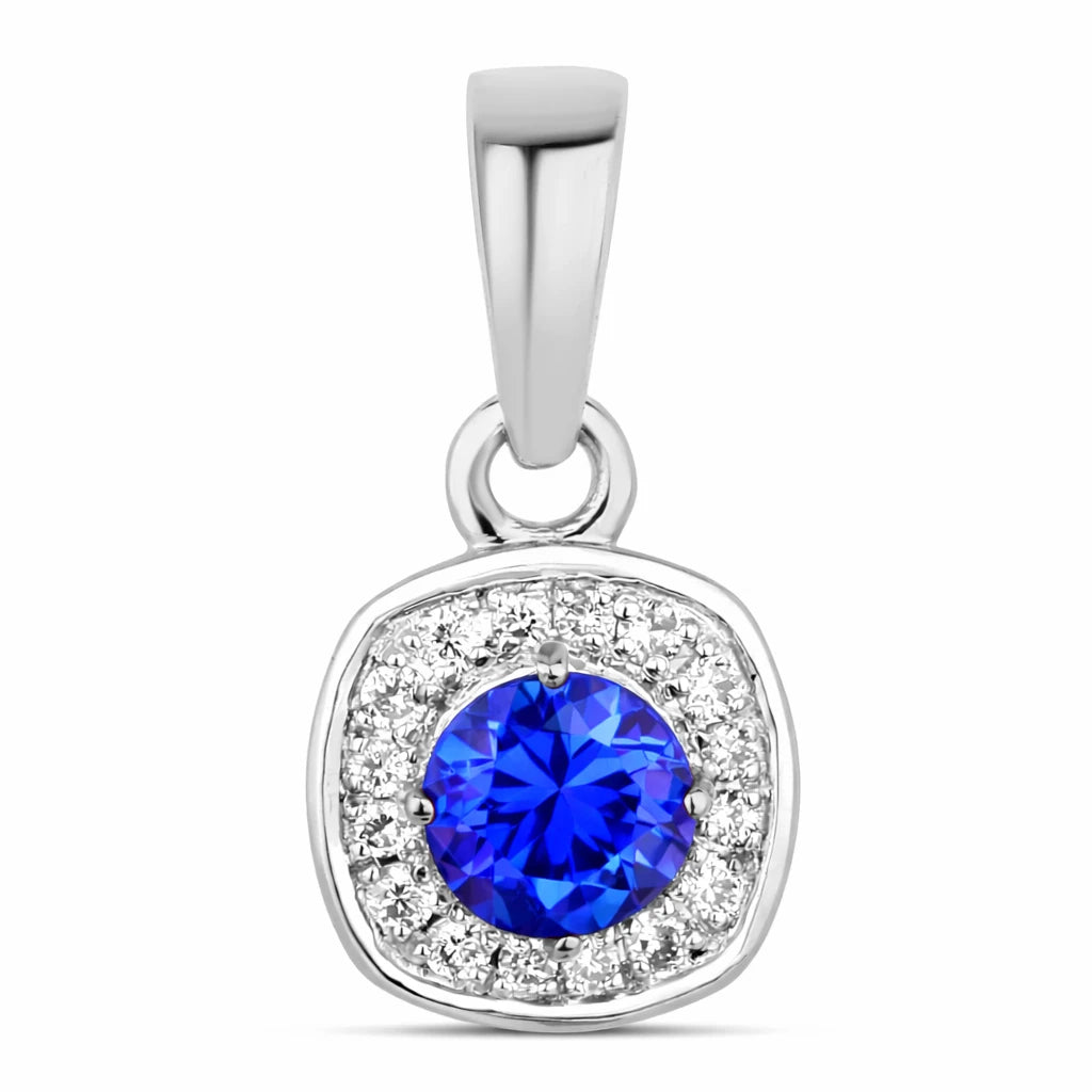 Framed Round Cut Diamond Accent Pendant
