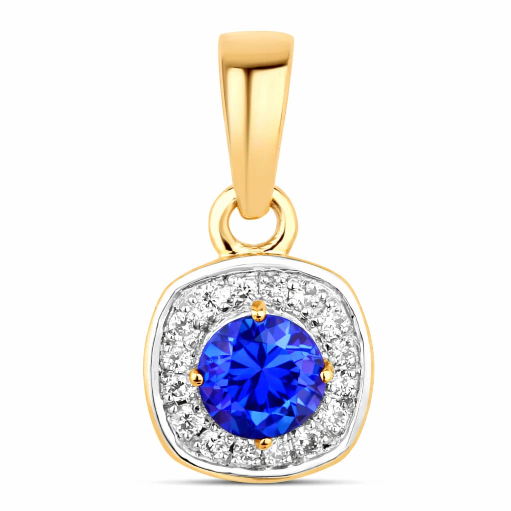 Framed Round Cut Diamond Accent Pendant