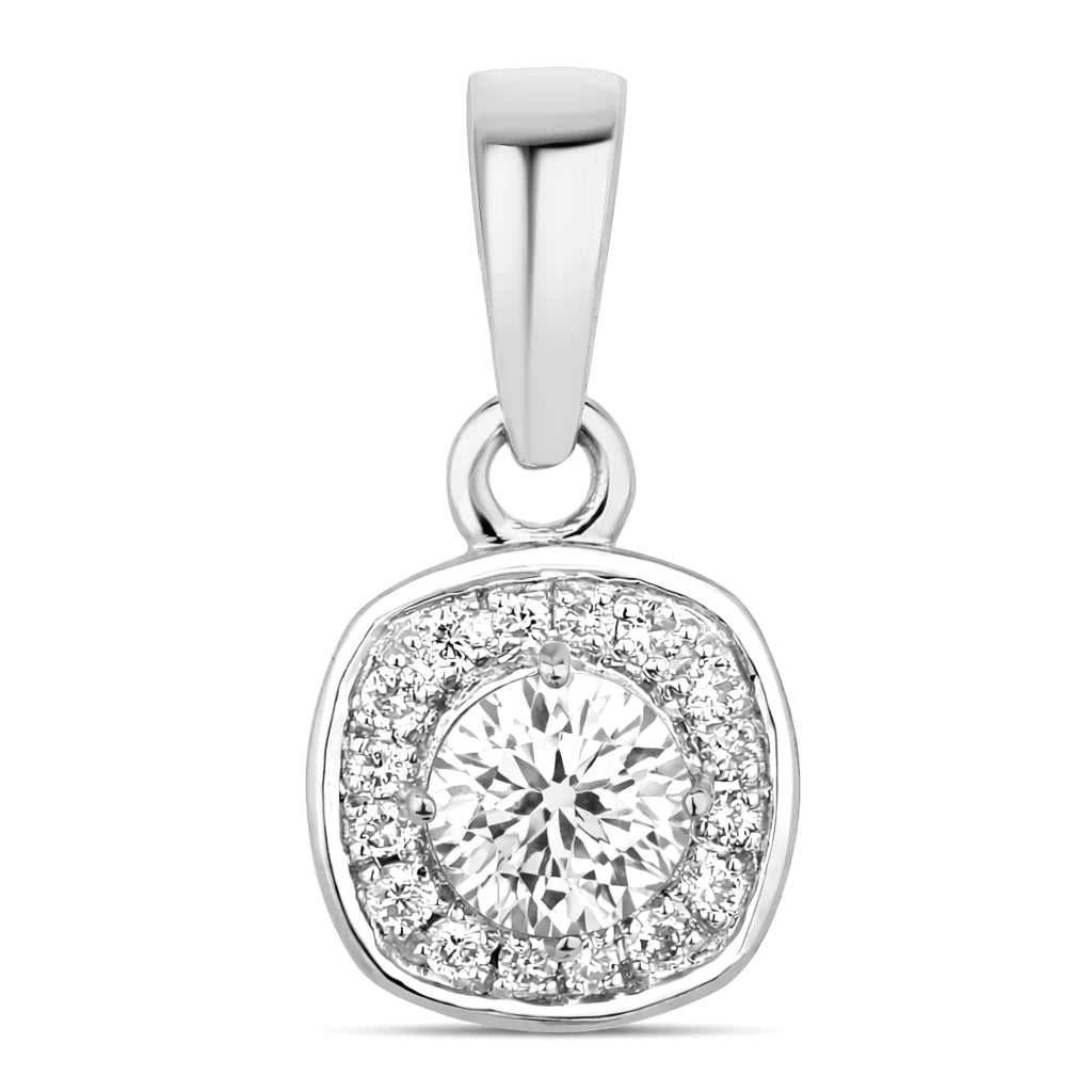 Framed Round Cut Diamond Accent Pendant