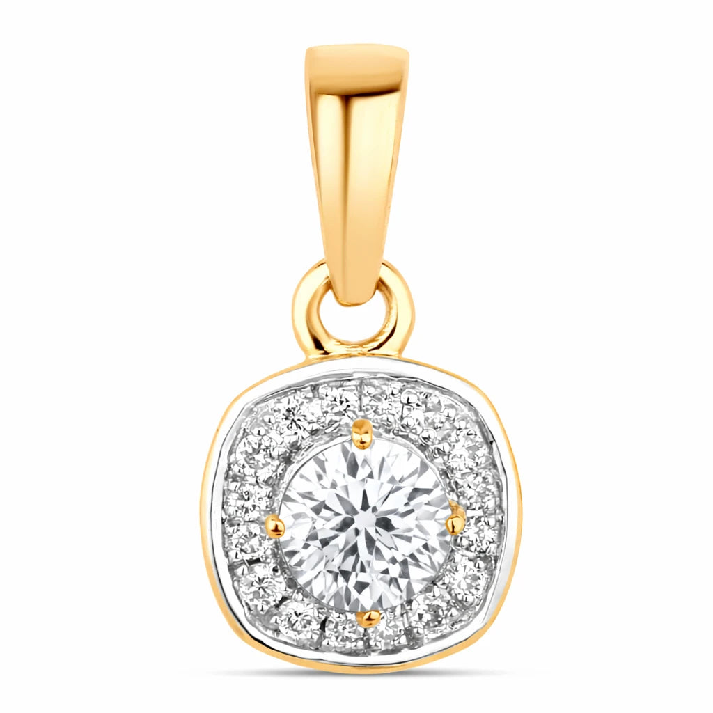 Framed Round Cut Diamond Accent Pendant
