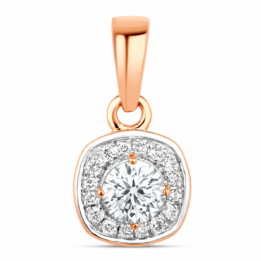 Framed Round Cut Diamond Accent Pendant