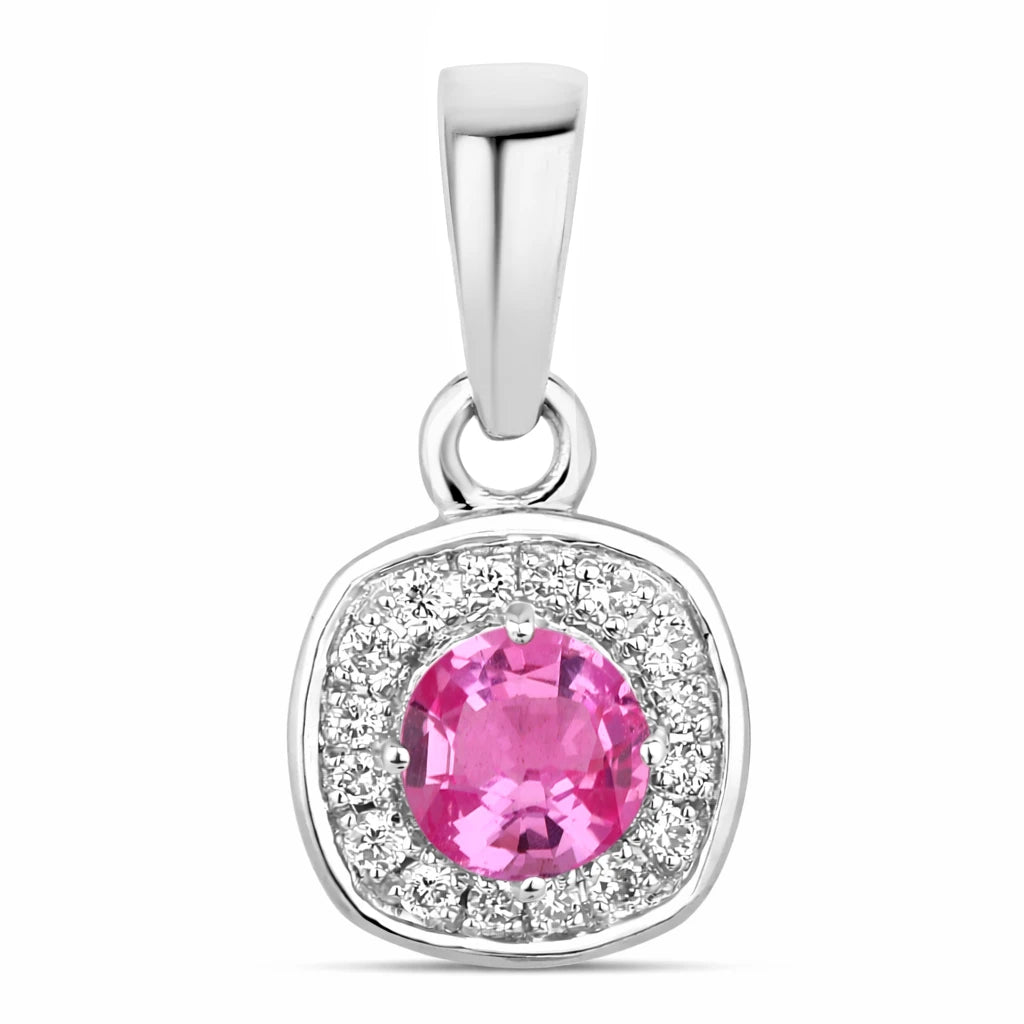 Framed Round Cut Diamond Accent Pendant