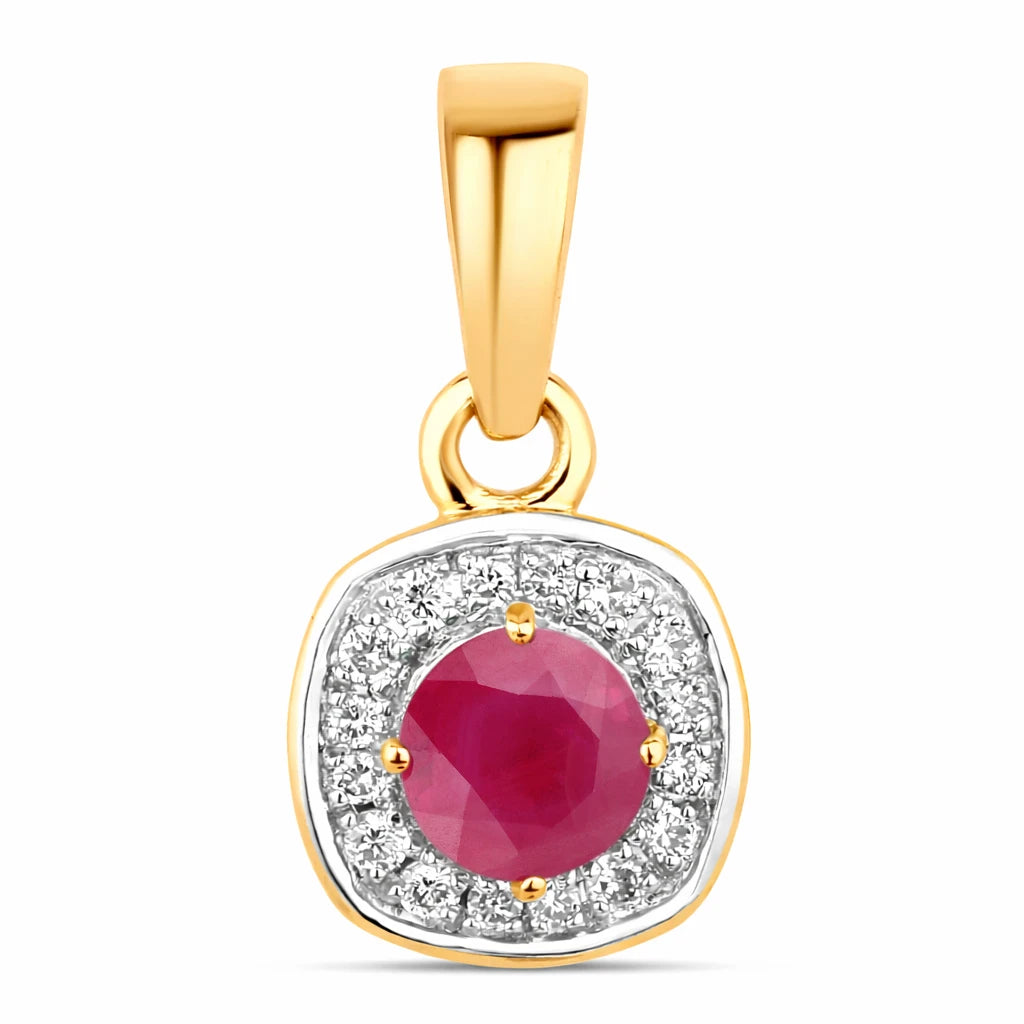 Framed Round Cut Diamond Accent Pendant