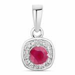 Framed Round Cut Diamond Accent Pendant