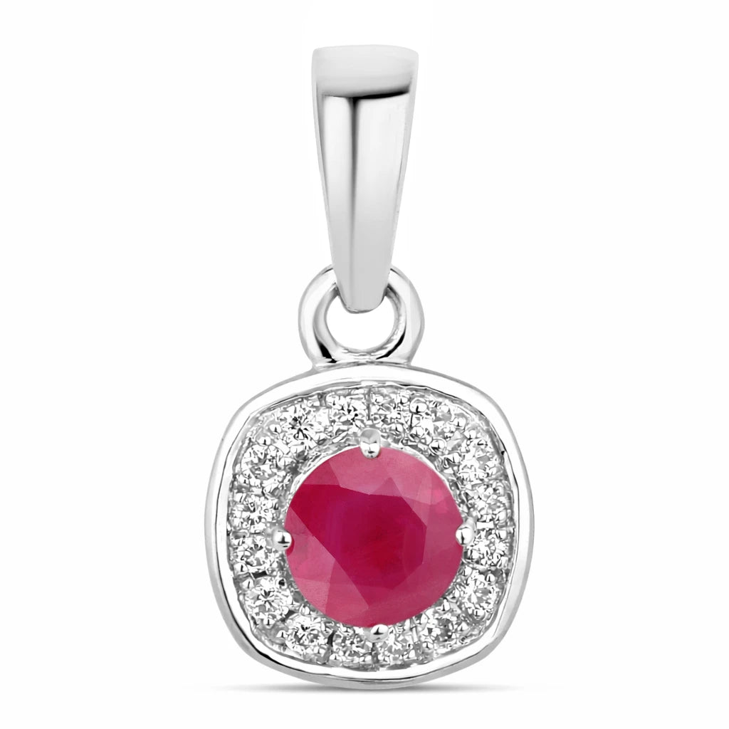 Framed Round Cut Diamond Accent Pendant