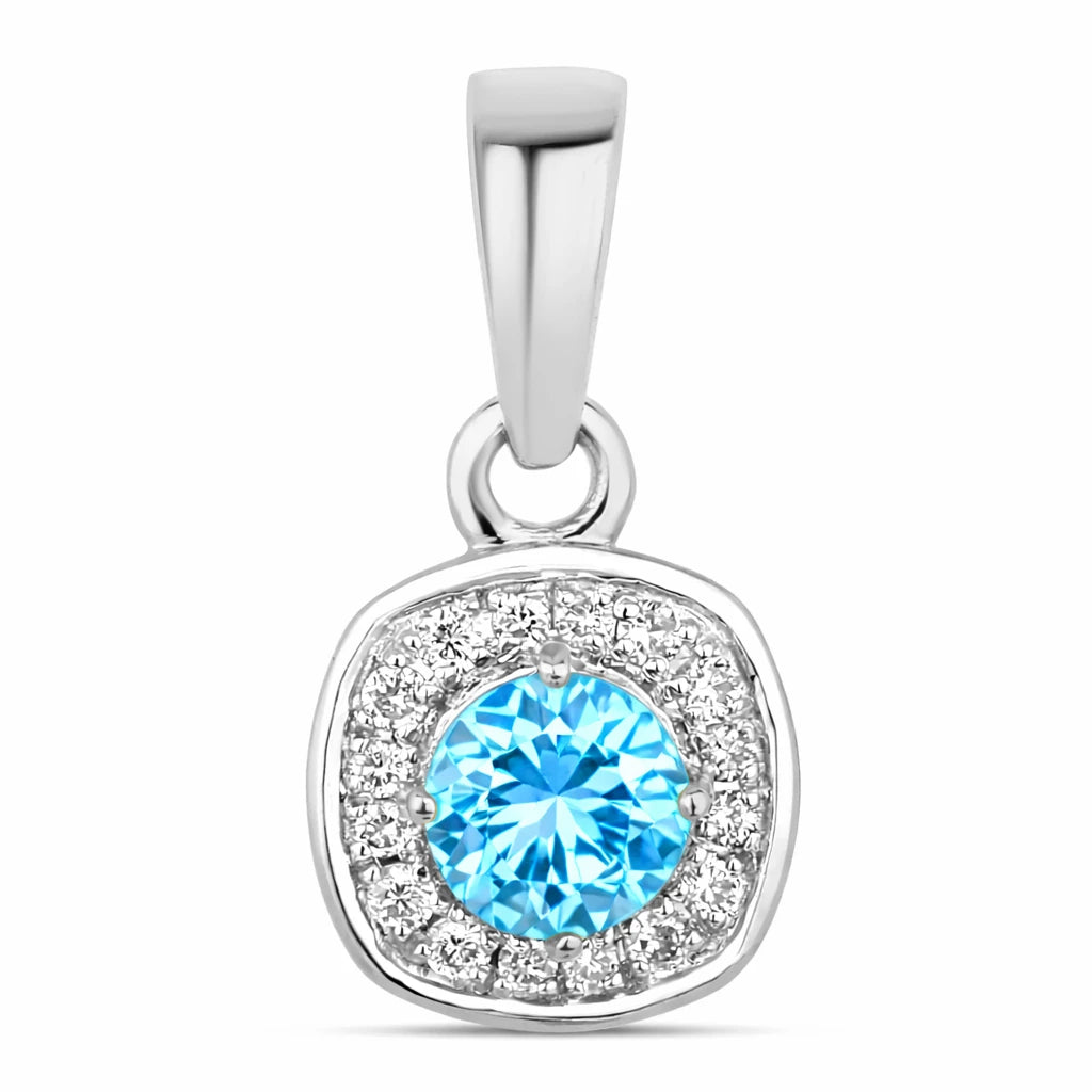 Framed Round Cut Diamond Accent Pendant