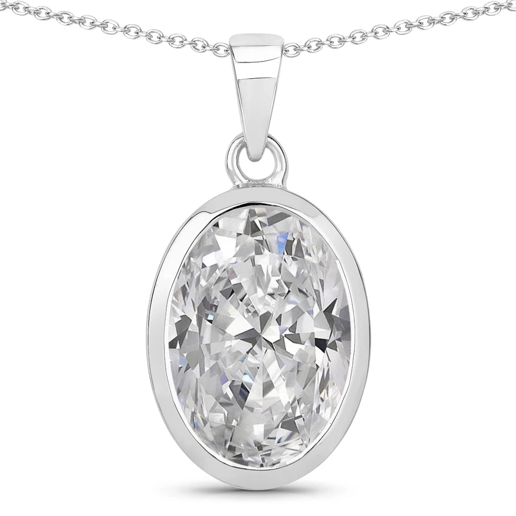 Oval Bezel Set Solitaire Pendant