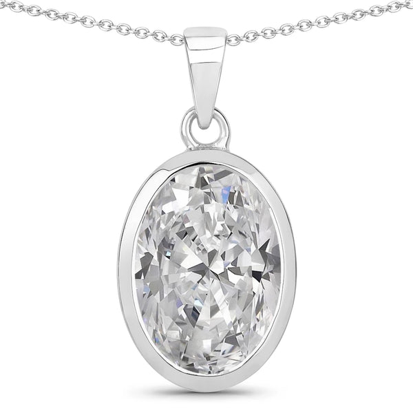 Oval Bezel Set Solitaire Pendant