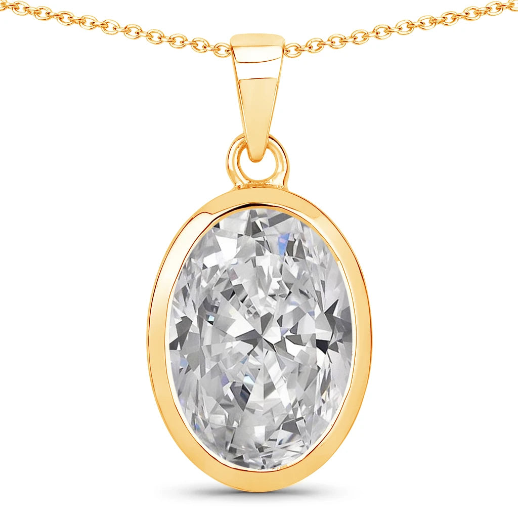 Oval Bezel Set Solitaire Pendant