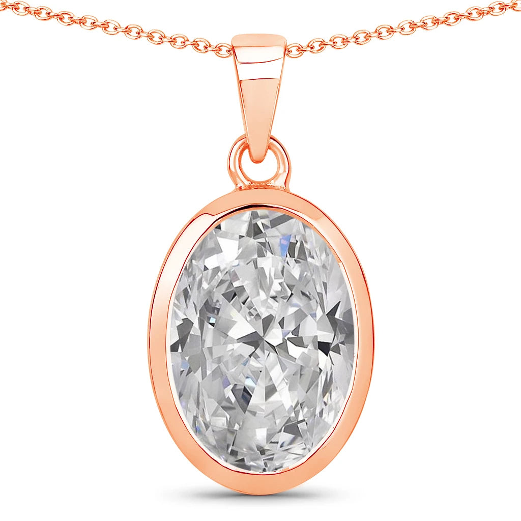 Oval Bezel Set Solitaire Pendant