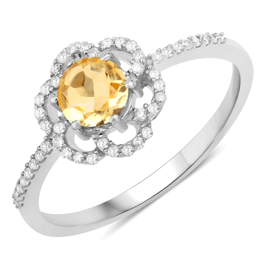 Flower Diamond Halo Ring