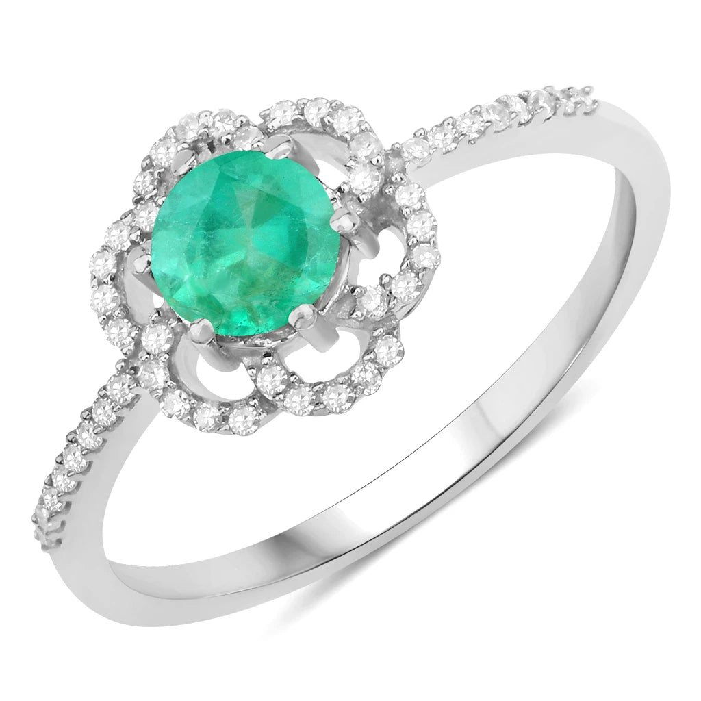 Flower Diamond Halo Ring