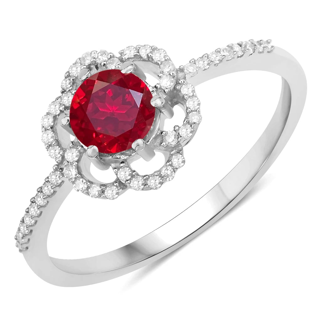 Flower Diamond Halo Ring