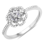 Flower Diamond Halo Ring