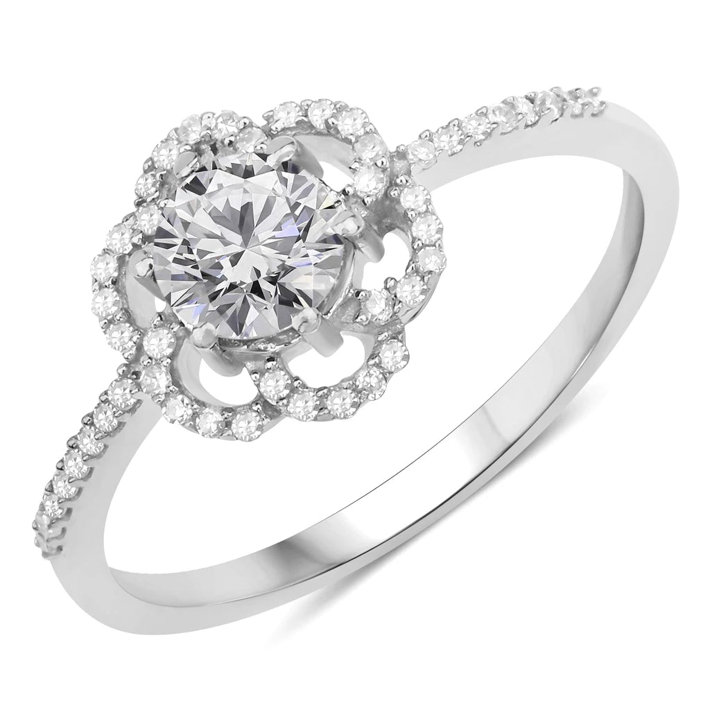 Flower Diamond Halo Ring