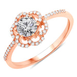 Flower Diamond Halo Ring