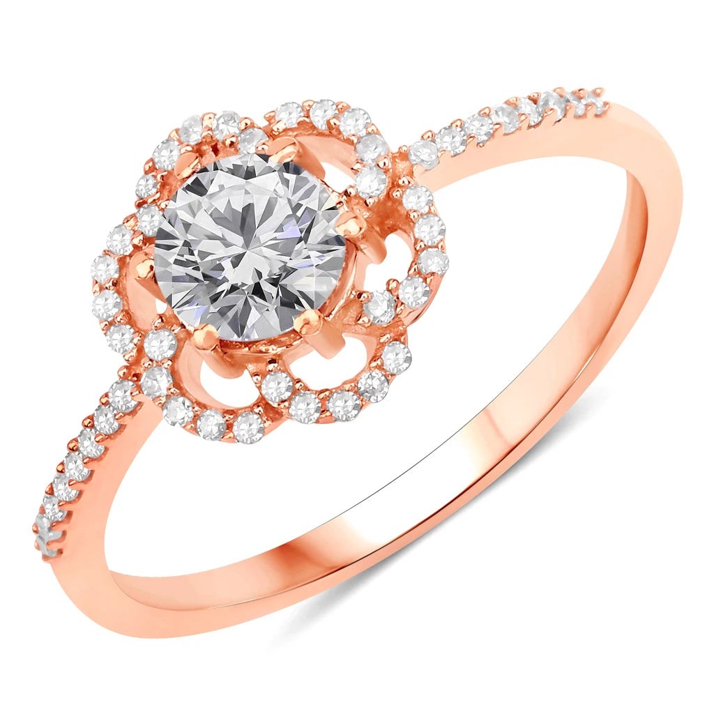Flower Diamond Halo Ring