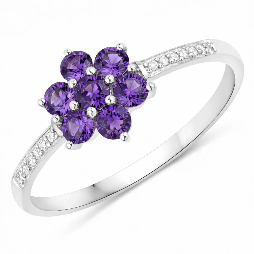 Dainty Flower Diamond Accent B Ring