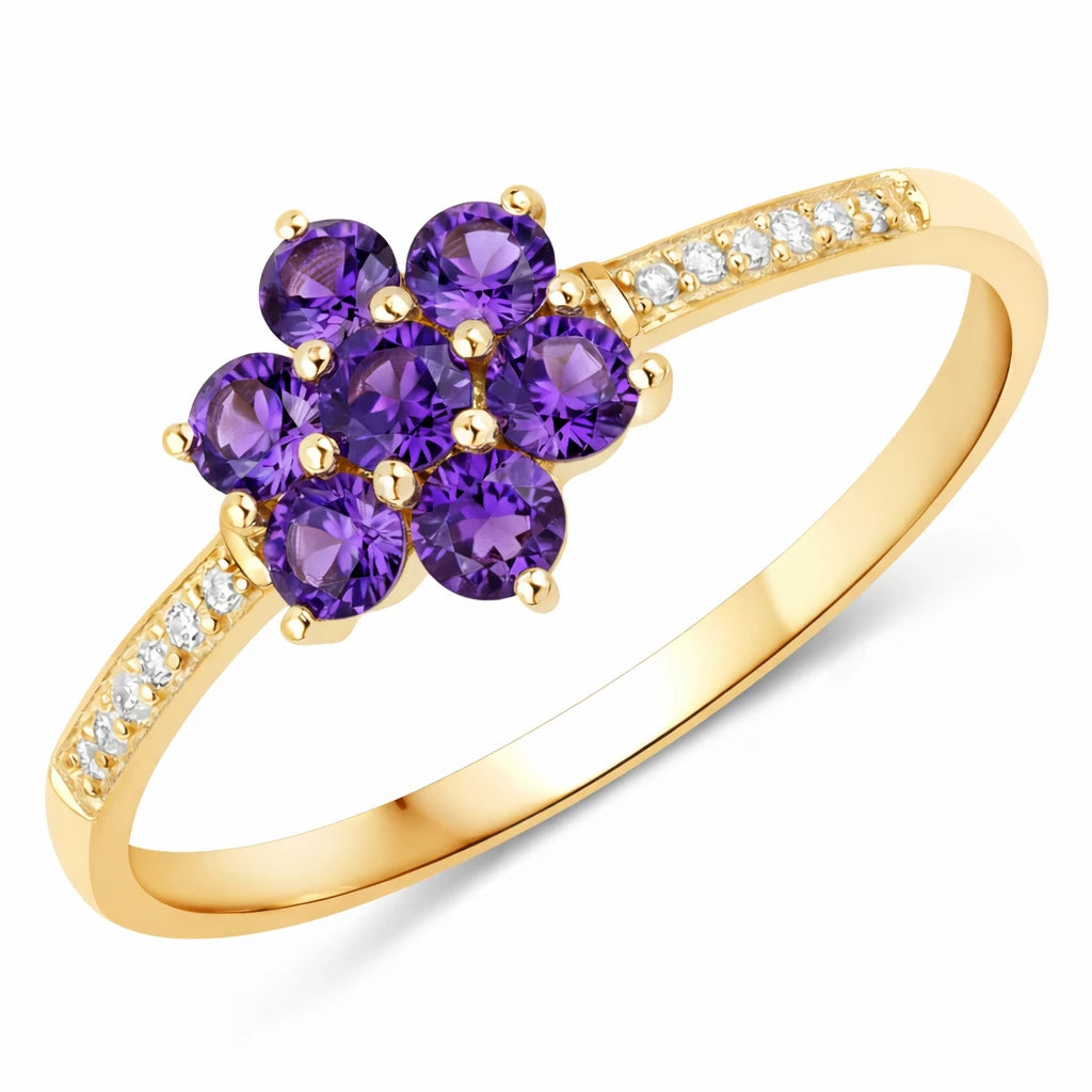 Dainty Flower Diamond Accent B Ring