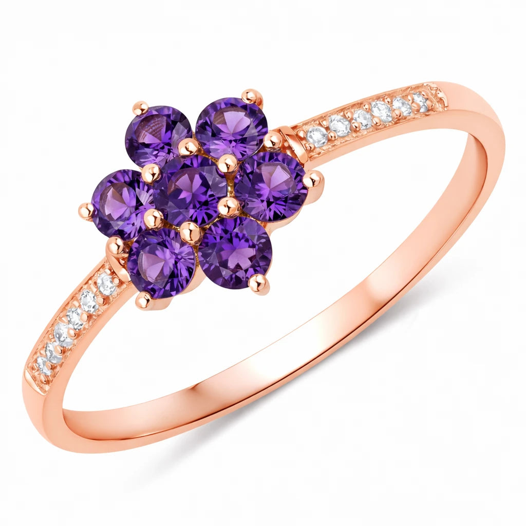 Dainty Flower Diamond Accent B Ring
