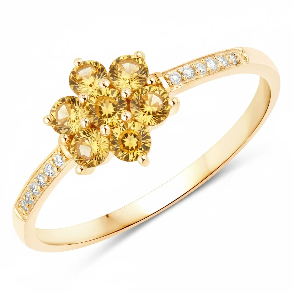 Dainty Flower Diamond Accent B Ring