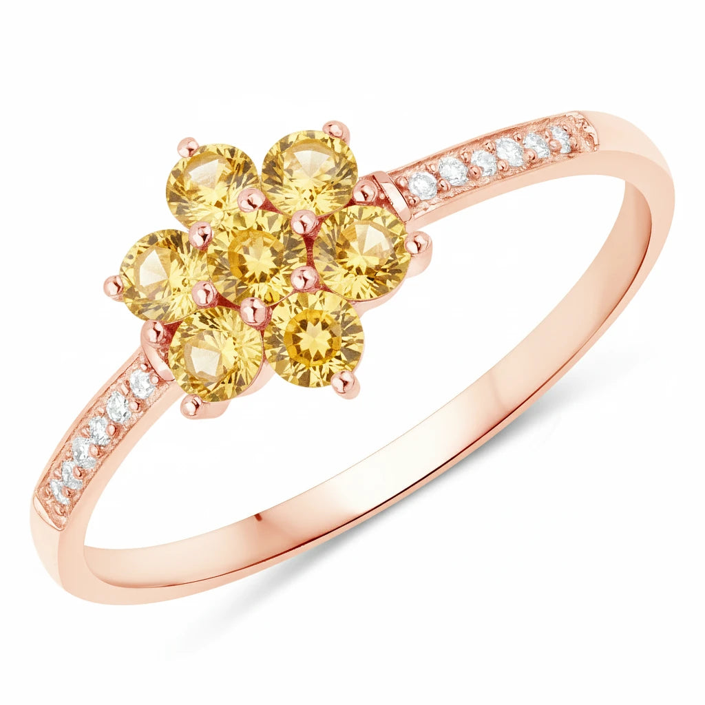 Dainty Flower Diamond Accent B Ring