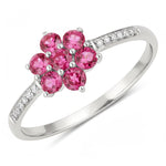 Dainty Flower Diamond Accent B Ring