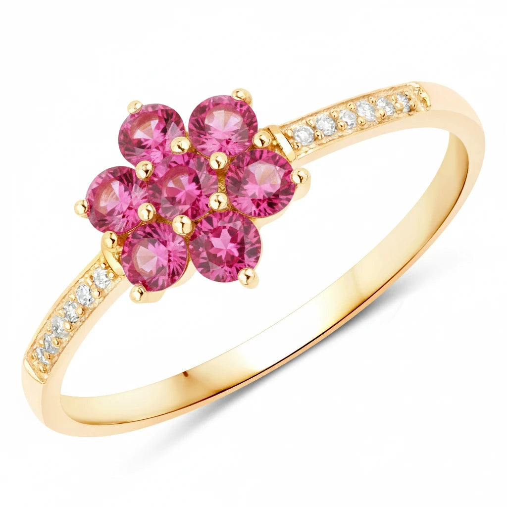 Dainty Flower Diamond Accent B Ring