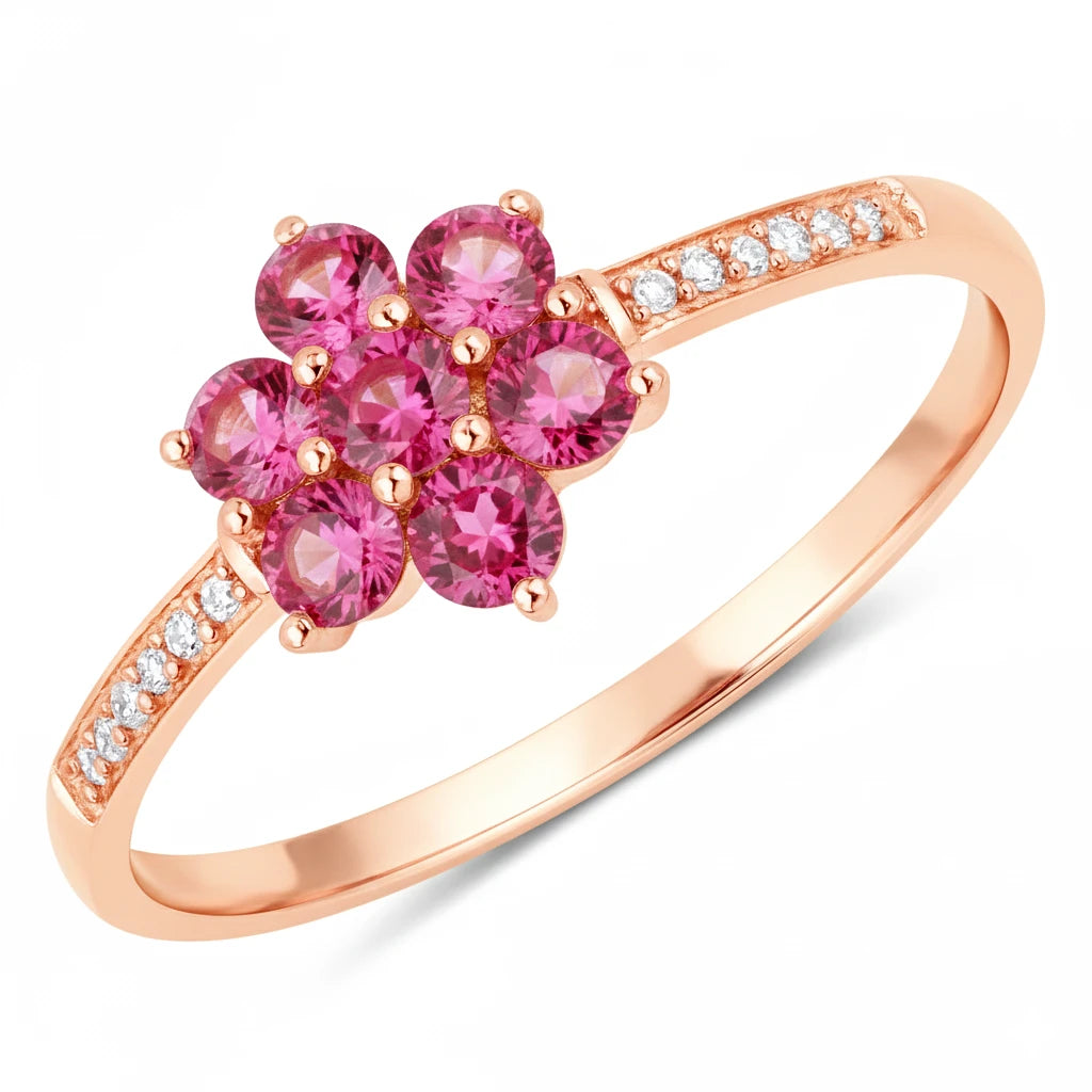 Dainty Flower Diamond Accent B Ring