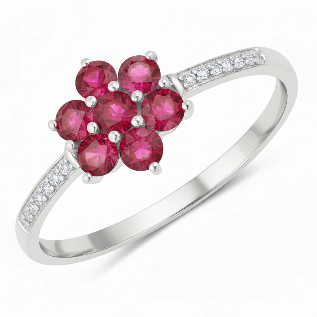 Dainty Flower Diamond Accent B Ring