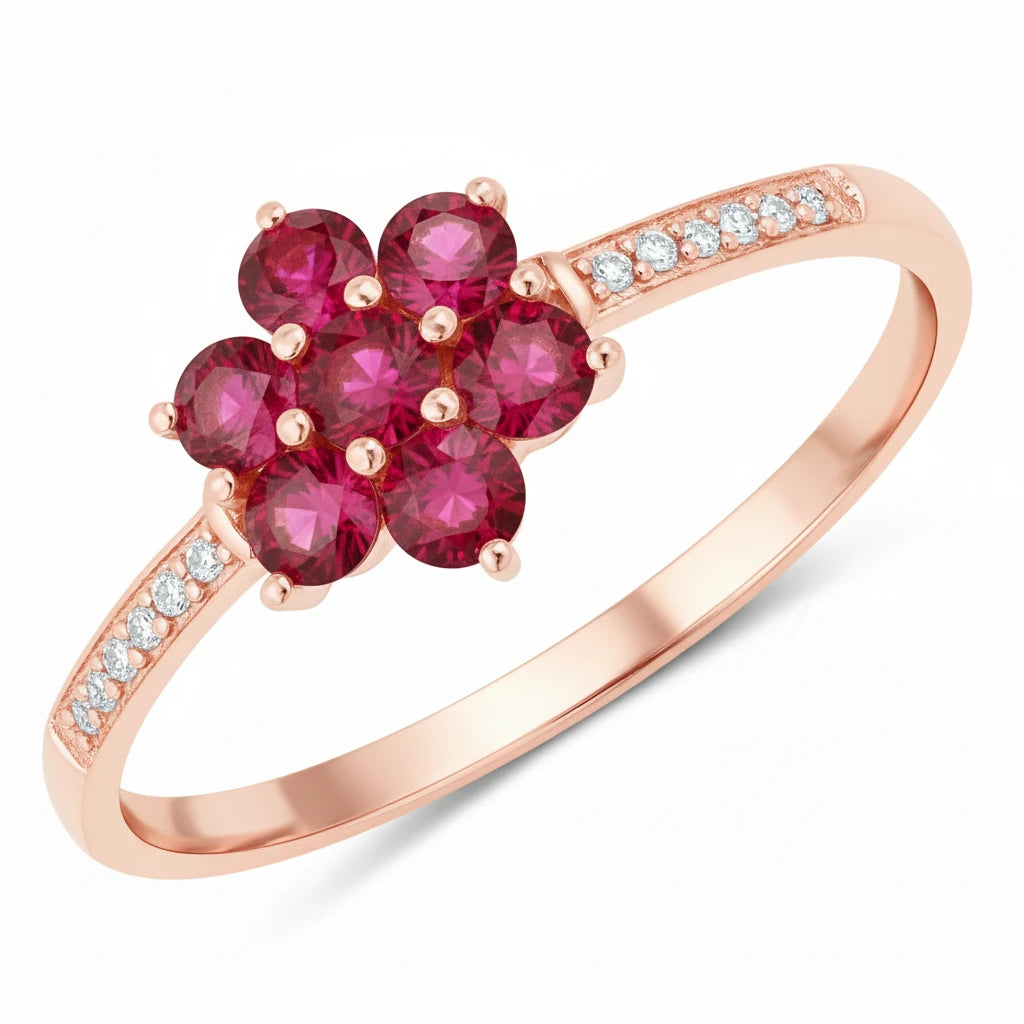 Dainty Flower Diamond Accent B Ring