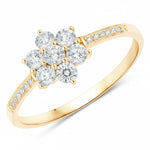 Dainty Flower Diamond Accent B Ring