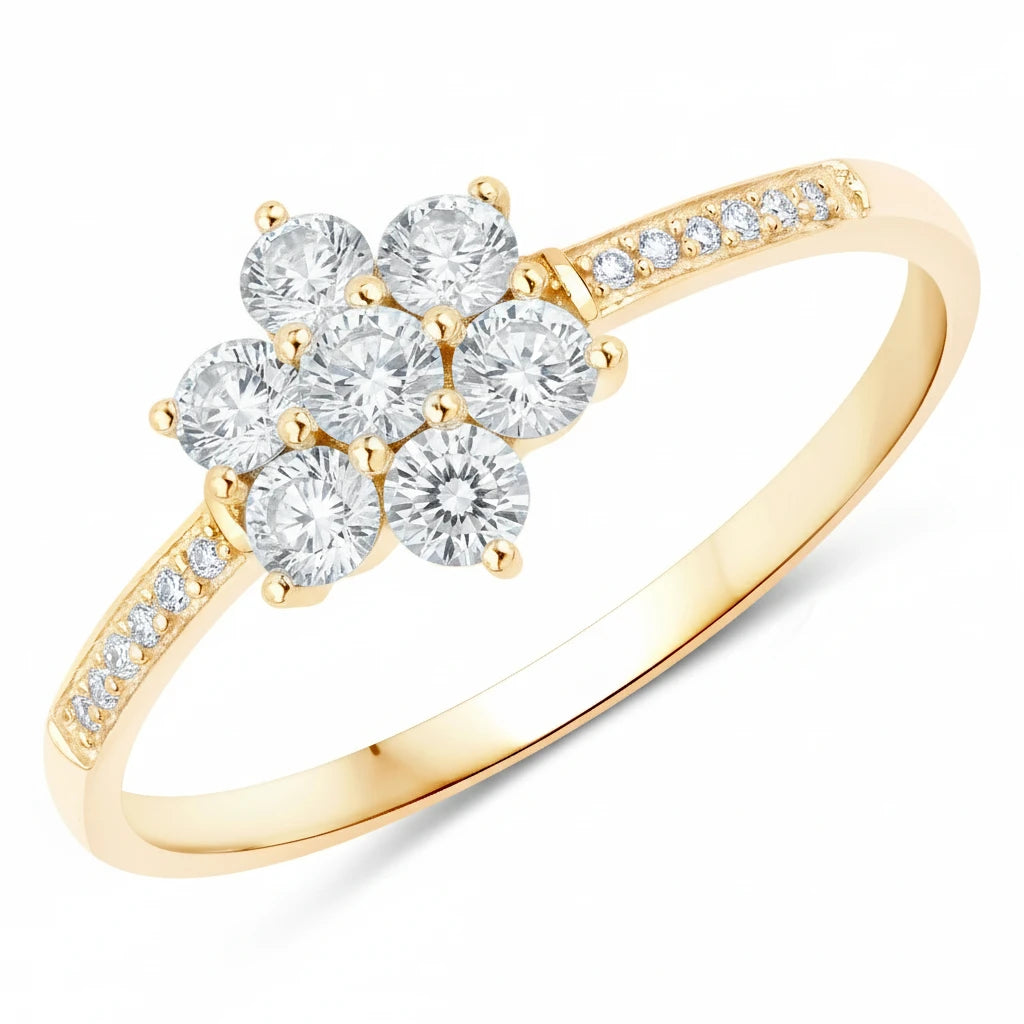 Dainty Flower Diamond Accent B Ring