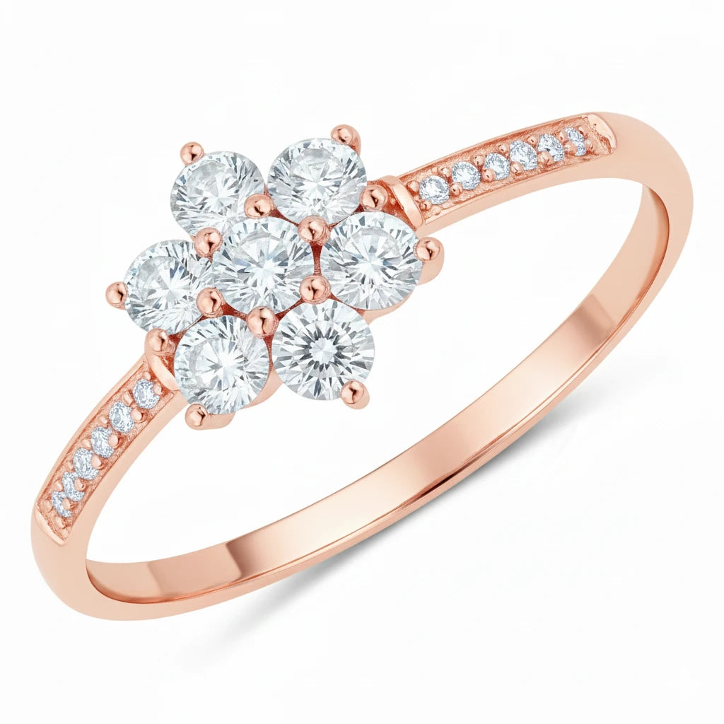 Dainty Flower Diamond Accent B Ring