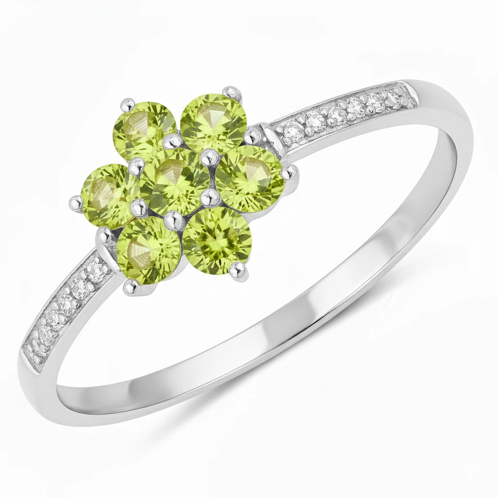 Dainty Flower Diamond Accent B Ring