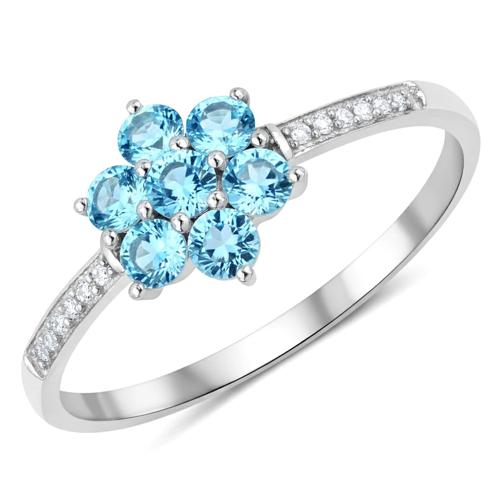 Dainty Flower Diamond Accent B Ring