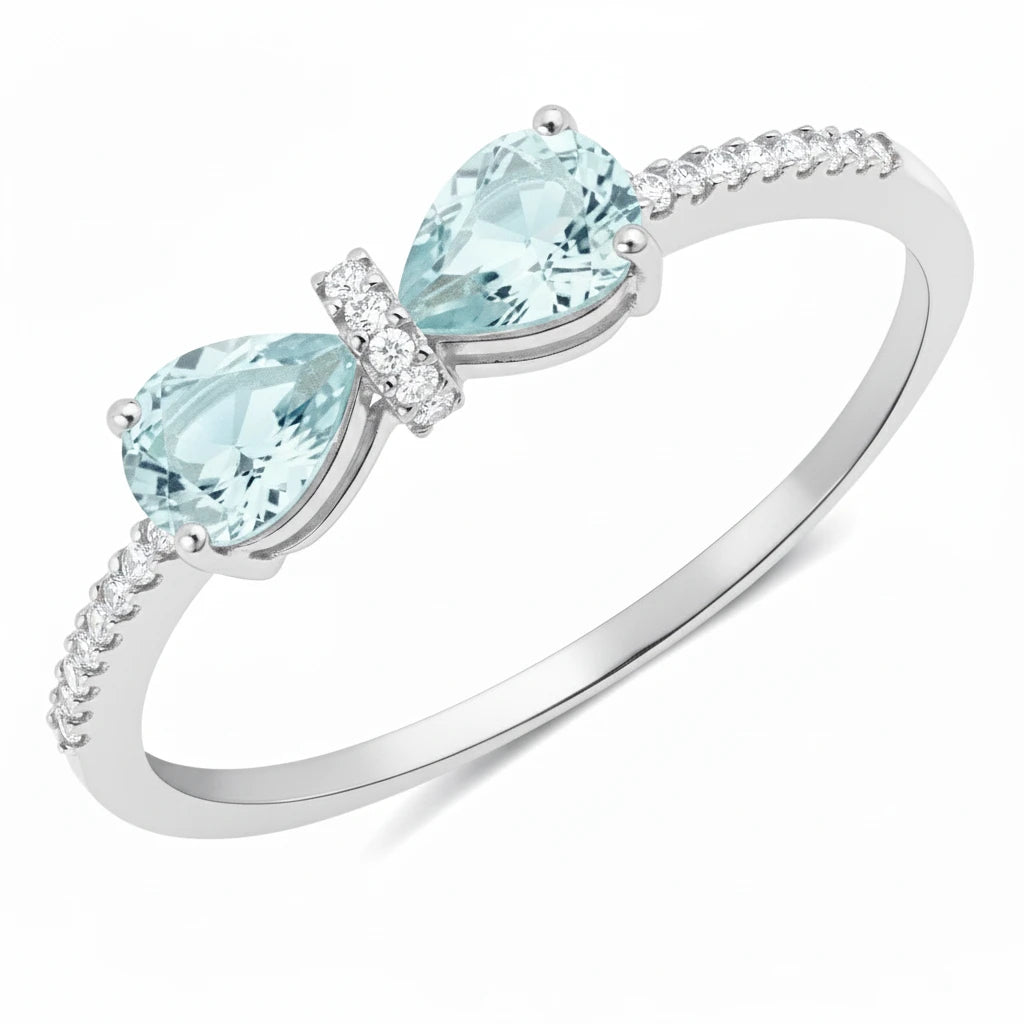Pear Cut Bow Diamond Accent Ring