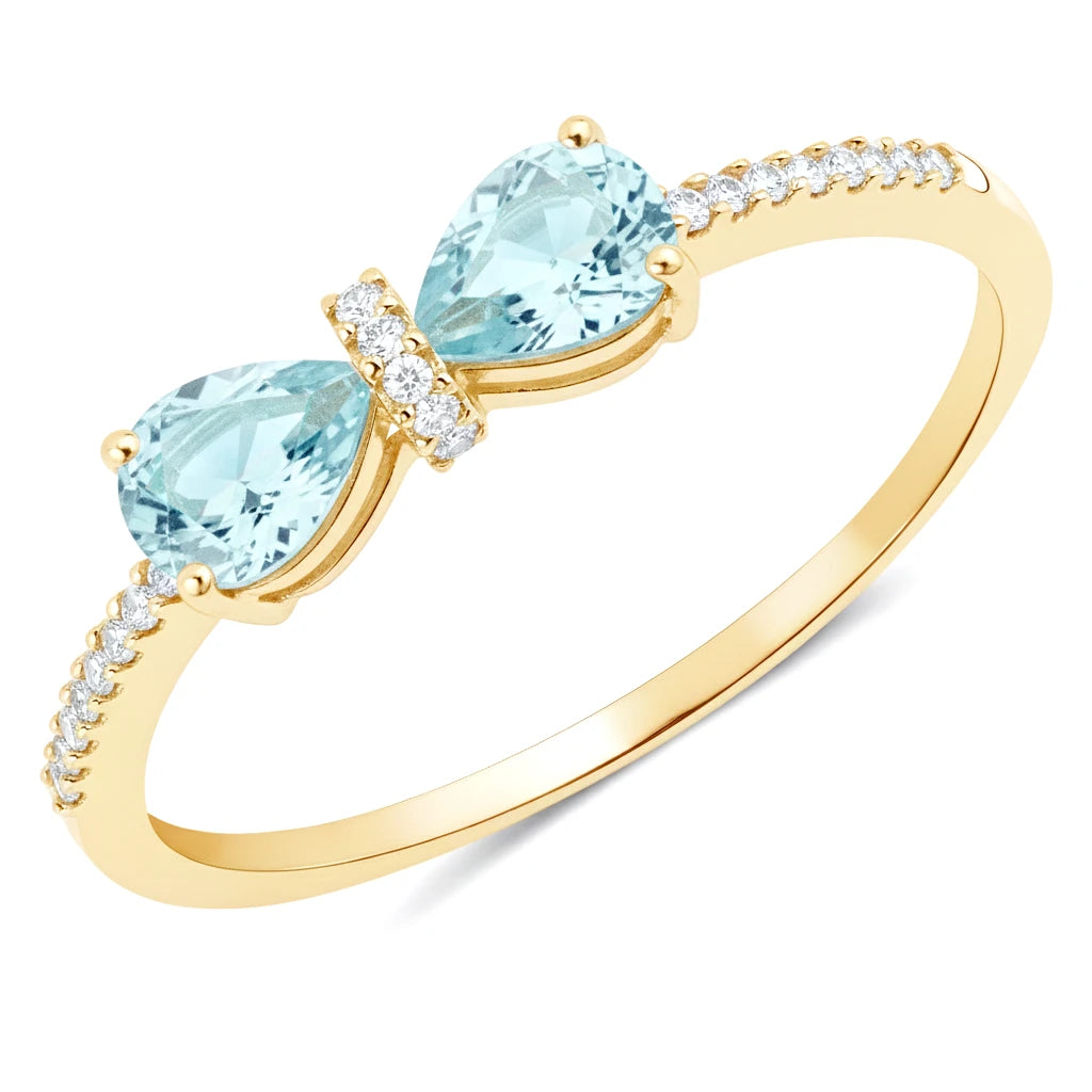 Pear Cut Bow Diamond Accent Ring