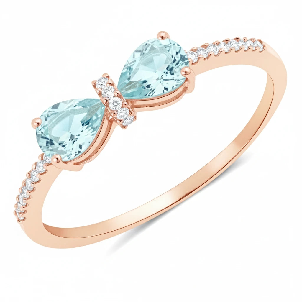 Pear Cut Bow Diamond Accent Ring